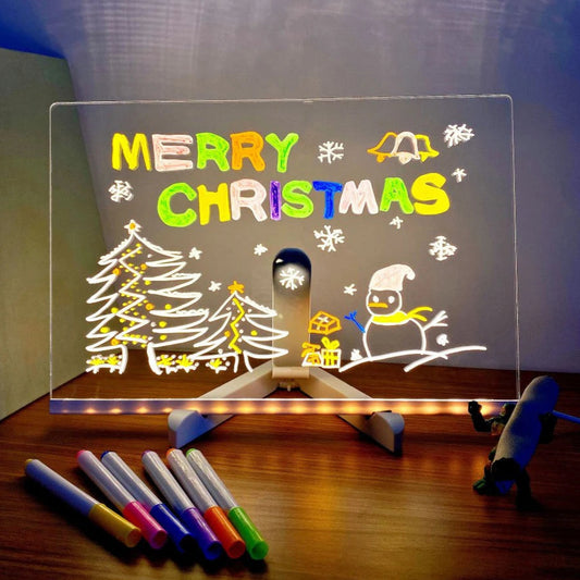 DIY LED Message Board Night Light – Custom Acrylic Writing Lamp with 7 Colour Pens, USB Powered